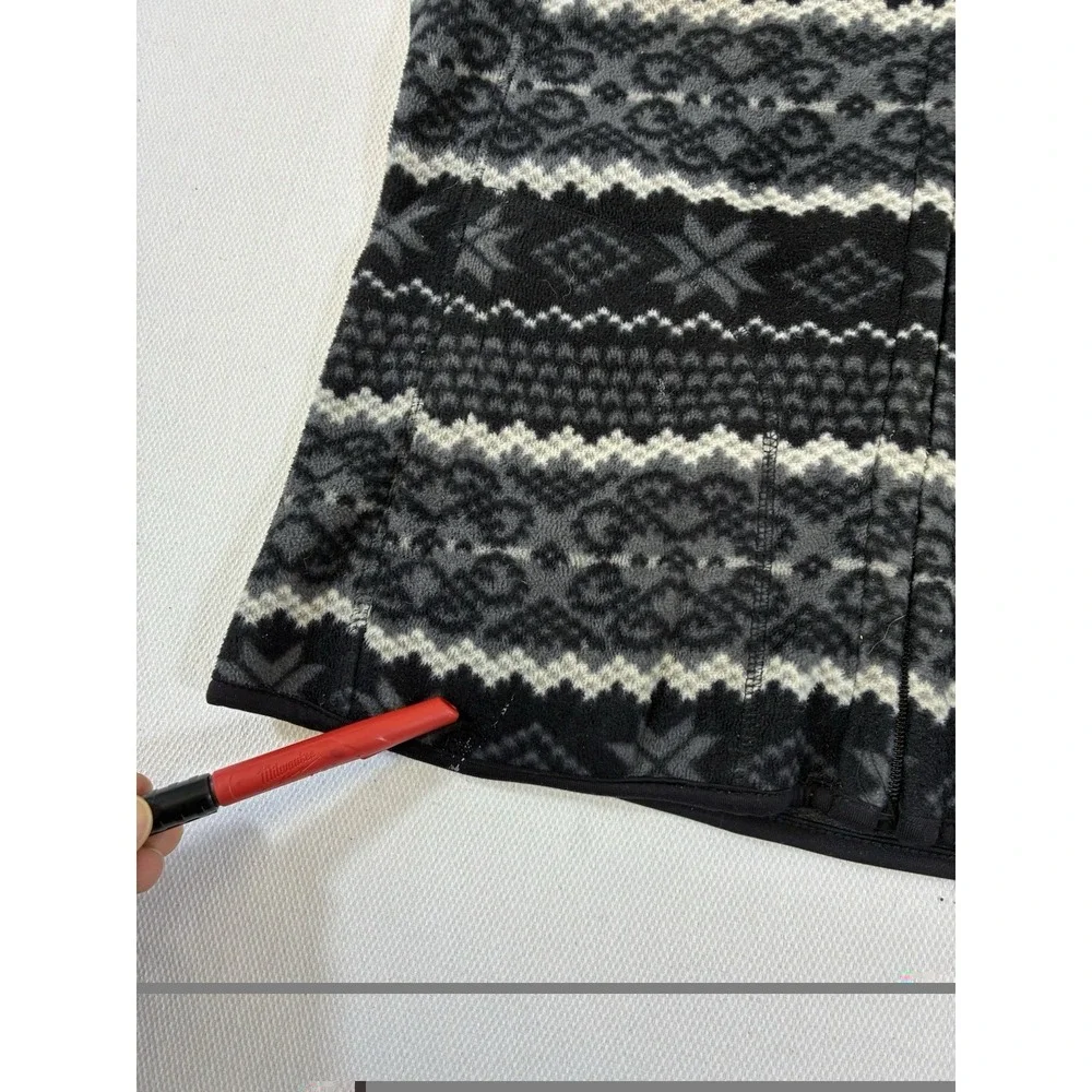 BRITISH‎ KHAKI Women's Fleece Vest Medium Grey Black Fair Isle Nordic Full Zip - Picture 9 of 11
